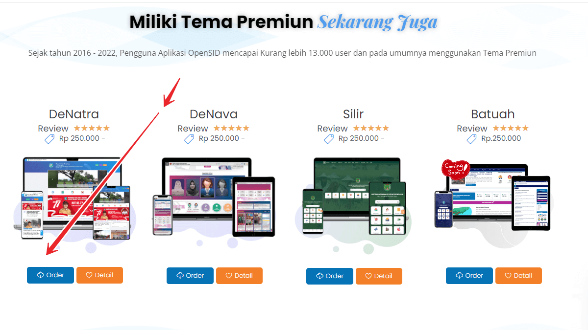 Pilih dan order Tema untuk membeli 